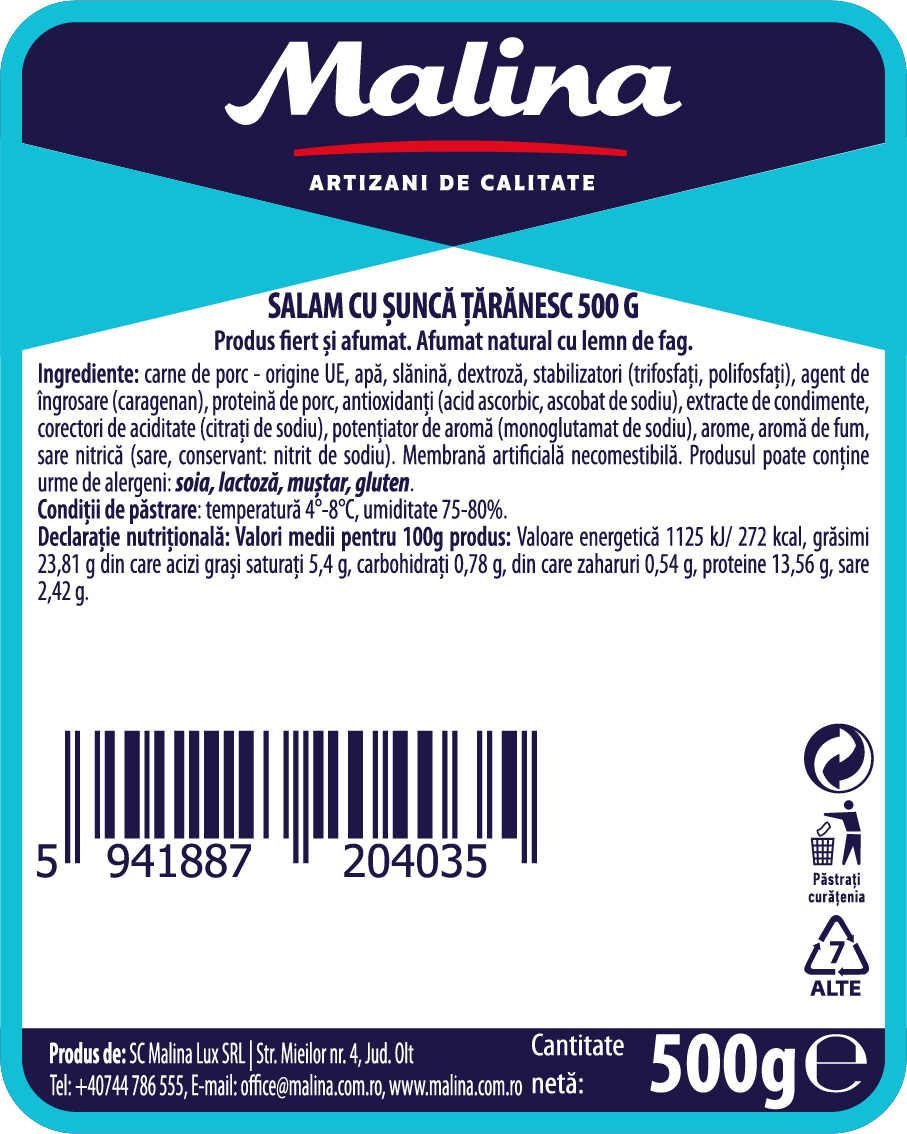 Salam cu șuncă țărănesc 500 g